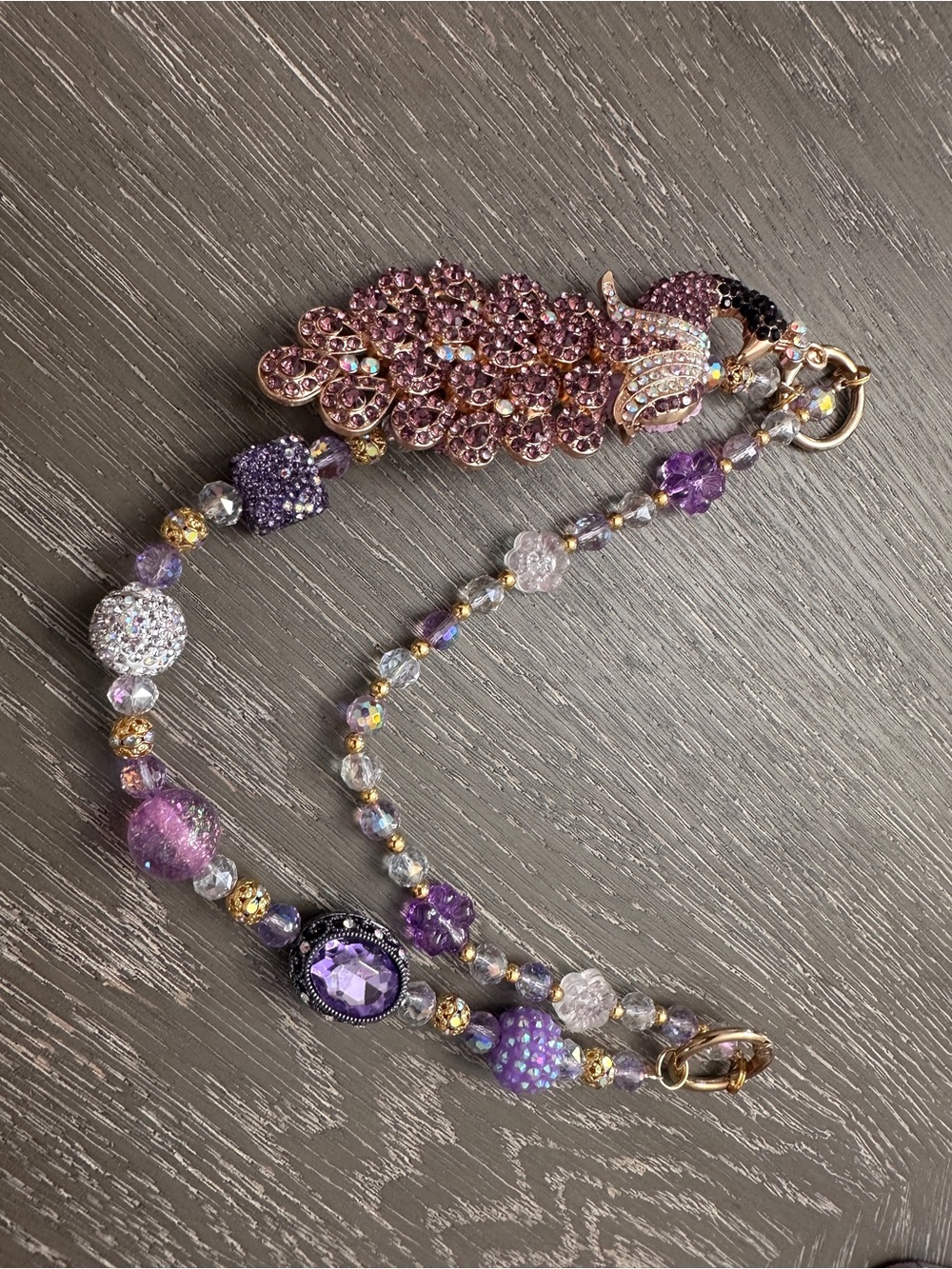 Purple Beaded Peacock bag charm  accessory Unbranded